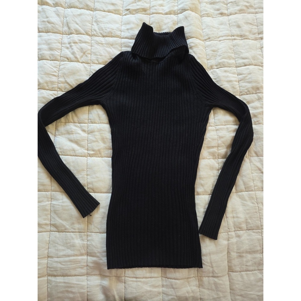 Y2K Vintage Turtleneck Sweater JRs Sz L Ribbed Knit Fitted Preppy Minimalist